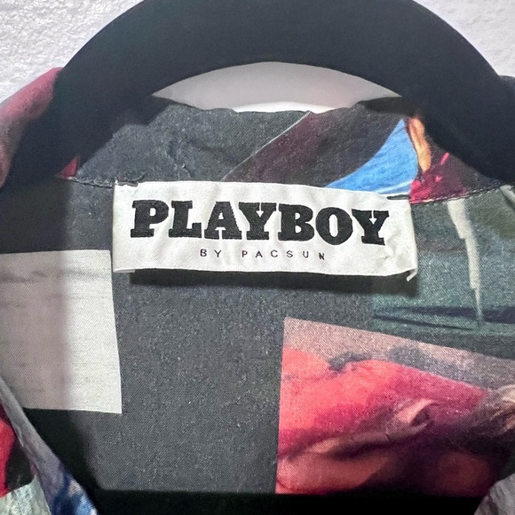 PACSUN Black Casual Button Down Shirt with Eclectic Design LARGE - Picture 2 of 5